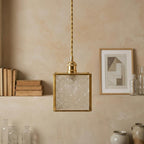 Small Square Embossed Glass Pendant Light - product view 9