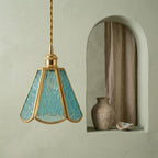 Teal Blue Stained Glass Pendant Light - product view 9