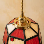 Red Cream Geometric Stained Glass Pendant Light - product view 4