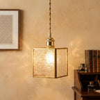 Small Square Embossed Glass Pendant Light - product view 4