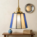 Blue Cream Stained Glass Pendant Light - product view 6