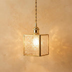 Small Square Embossed Glass Pendant Light by AuroraeGlass