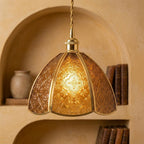 Amber Embossed Floral Glass Pendant Light - product view 10