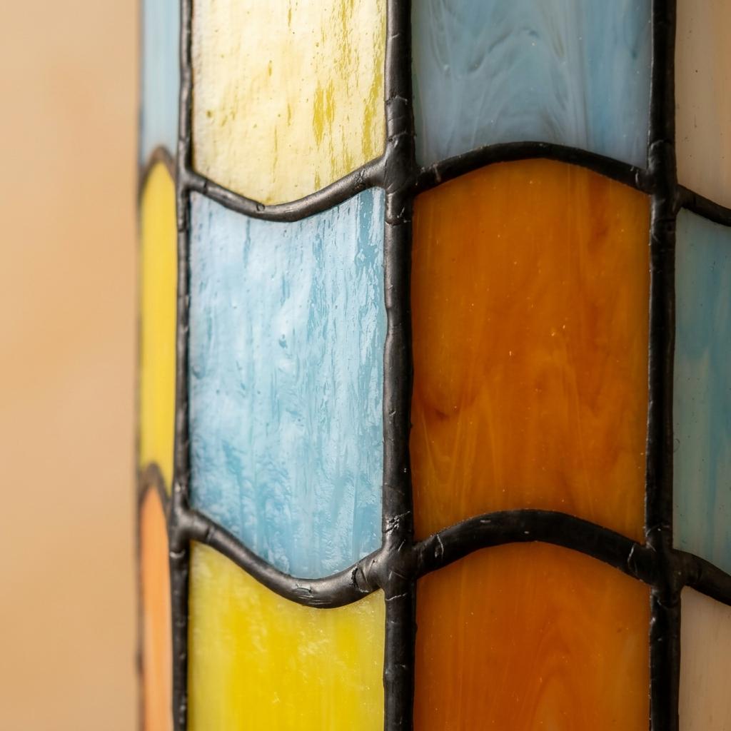 Colorful Stained Glass Lamp Shade, Small Tiffany Style Table Lampshade, Blue Yellow Orange Mosaic Shade, Handmade Glass Lighting Decor
