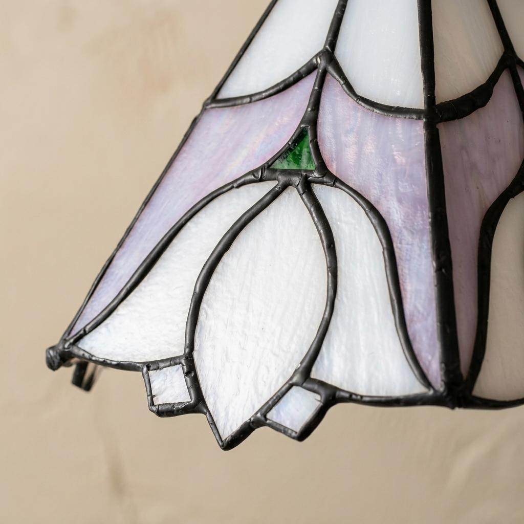Stained Glass Lampshade, Pastel Blue Lavender Floral Tiffany Style Shade, Small Replacement Table Lamp Shade, 7.1 Inch Wide