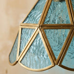 Aqua Blue Stained Glass Geometric Pendant Light - product view 2