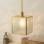 Geometric Textured Glass Square Entryway Pendant Light - product view 9
