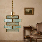 Aqua Blue Glass Stained Pendant Light - product view 10