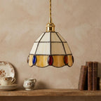Amber Cream Scalloped Stained Glass Pendant Light - product view 9