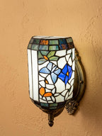 Cream Floral Stained Glass Pendant Light by AuroraeGlass