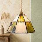 Cream Green Butterfly Stained Glass Pendant Light - product view 6