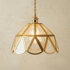 Geometric Textured Glass Scalloped Pendant Light by AuroraeGlass
