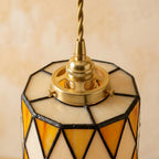 Geometric Stained Glass Amber Orange Pendant Light - product view 4