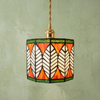 Orange Green Floral Stained Glass Pendant Light - product view 2