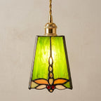 Green Stained Glass Art Nouveau Bohemian Pendant Light by AuroraeGlass