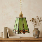 Green Stained Glass Art Nouveau Bohemian Pendant Light - product view 5
