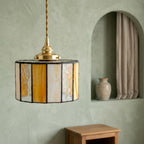 Amber Cream Stained Glass Geometric Pendant Light - product view 6