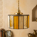 Amber Cream Stained Glass Geometric Pendant Light - product view 10
