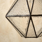 Clear Textured Geometric Stained Glass Pendant Light Shade - product view 4
