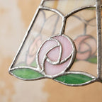 Pink Rose Stained Glass Floral Pendant Light - product view 2