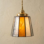 Small Amber Cream Stained Glass Pendant Light by AuroraeGlass