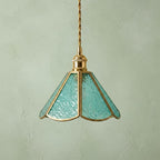 Aqua Scalloped Stained Glass Pendant Light - product view 5
