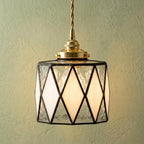 Black White Stained Glass Pendant Light by AuroraeGlass