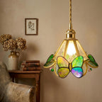 Butterfly Stained Glass Green Pendant Light - product view 5