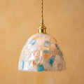 Mosaic Shell Table Pendant Light , Coastal Dome Decor, Capiz Pearl Replacement Lamp