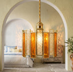 Amber Stained Glass Art Deco Pendant Light - product view 4