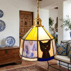Stained Glass Cat Black Pendant Light - product view 7