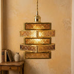 Amber Stained Glass Geometric Art Deco Pendant Light - product view 6