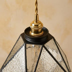 Clear Textured Geometric Stained Glass Pendant Light Shade - product view 3