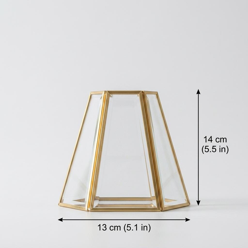 Clear Glass Geometric Pendant Light, Brass Tone Art Deco Hanging Lamp