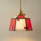 Red Cream Geometric Stained Glass Pendant Light by AuroraeGlass