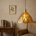 Amber Stained Glass Scalloped Pendant Light - product view 8