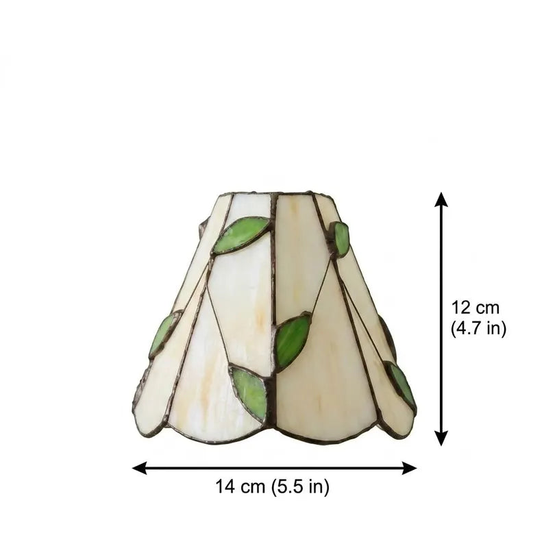 NF221 Leaf Green pendant shade dimension diagram: 14 cm (5.5 in) wide and 12 cm (4.7 in) high; shade body only.