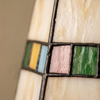 Handmade Cream Tiffany-Inspired Pendant Light with Slim Multicolor Square Band - view 2