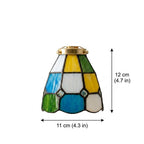 Handmade Multicolor Grid Tiffany-Inspired Pendant Light with Blue, Green, and Amber-tone Panels - view 10