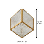 Handmade Faceted Cube Pendant Light with Clear Panels and Gold-Tone Frame - view 10