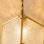 Handmade Faceted Cube Pendant Light with Clear Panels and Gold-Tone Frame - view 3