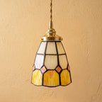 Handmade Cream and Yellow Faceted Bell Tiffany-Inspired Pendant Light - view 5