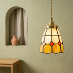 Handmade Cream and Yellow Faceted Bell Tiffany-Inspired Pendant Light - view 6