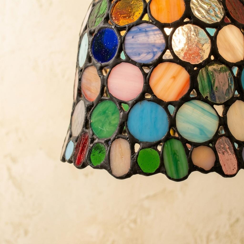 Handmade Multicolor Dot Dome Tiffany-Inspired Pendant Light - view 3