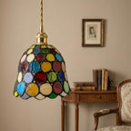 Handmade Multicolor Dot Tiffany-Inspired Pendant Light with Scalloped Dome - view 9