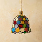 Handmade Multicolor Dot Tiffany-Inspired Pendant Light with Scalloped Dome - view 5