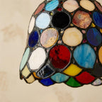 Handmade Multicolor Dot Tiffany-Inspired Pendant Light with Scalloped Dome - view 3