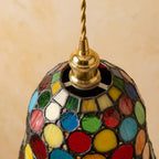 Handmade Multicolor Dot Tiffany-Inspired Pendant Light with Scalloped Dome - view 4