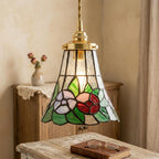 Handmade Floral Bell Tiffany-Inspired Pendant Light with Red, Pink, and Soft Purple Blooms - view 10