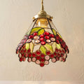 Handmade Grape-Inspired Tiffany-Inspired Pendant Light with Red and Purple Cluster Motifs by AuroraeGlass